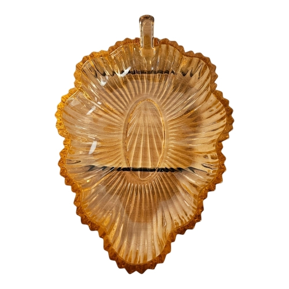 Pink Depression Glass Leaf Shape Bowl Tray Candy Dish Trinket​​​​